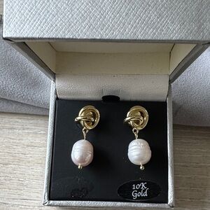 Gold and Pearl Drop Earrings